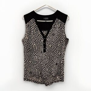 Limited‎ Top Womens Sleeveless Black White Polka Dot Sheer Hi Lo Large Career